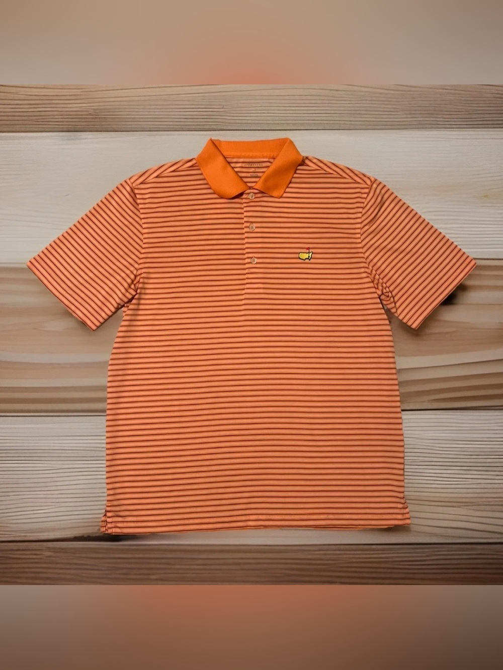 Masters Tech Performance Golf Polo Men’s Size Medium Orange With Stripes